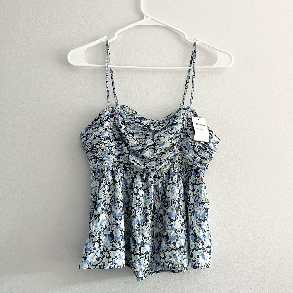 NWT Cotton On Strappy Babydoll Tank with Ruched Details and Back Cut Out Small